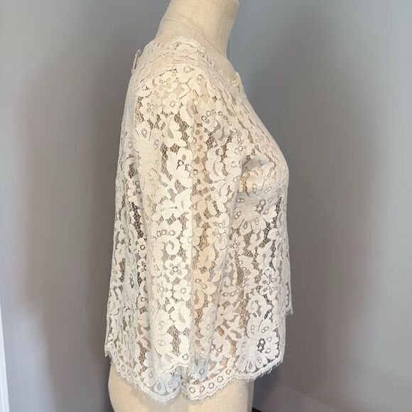 Joie Elvia Cream Lace 3/4 Sleeve Top Size XS - Picture 5 of 13